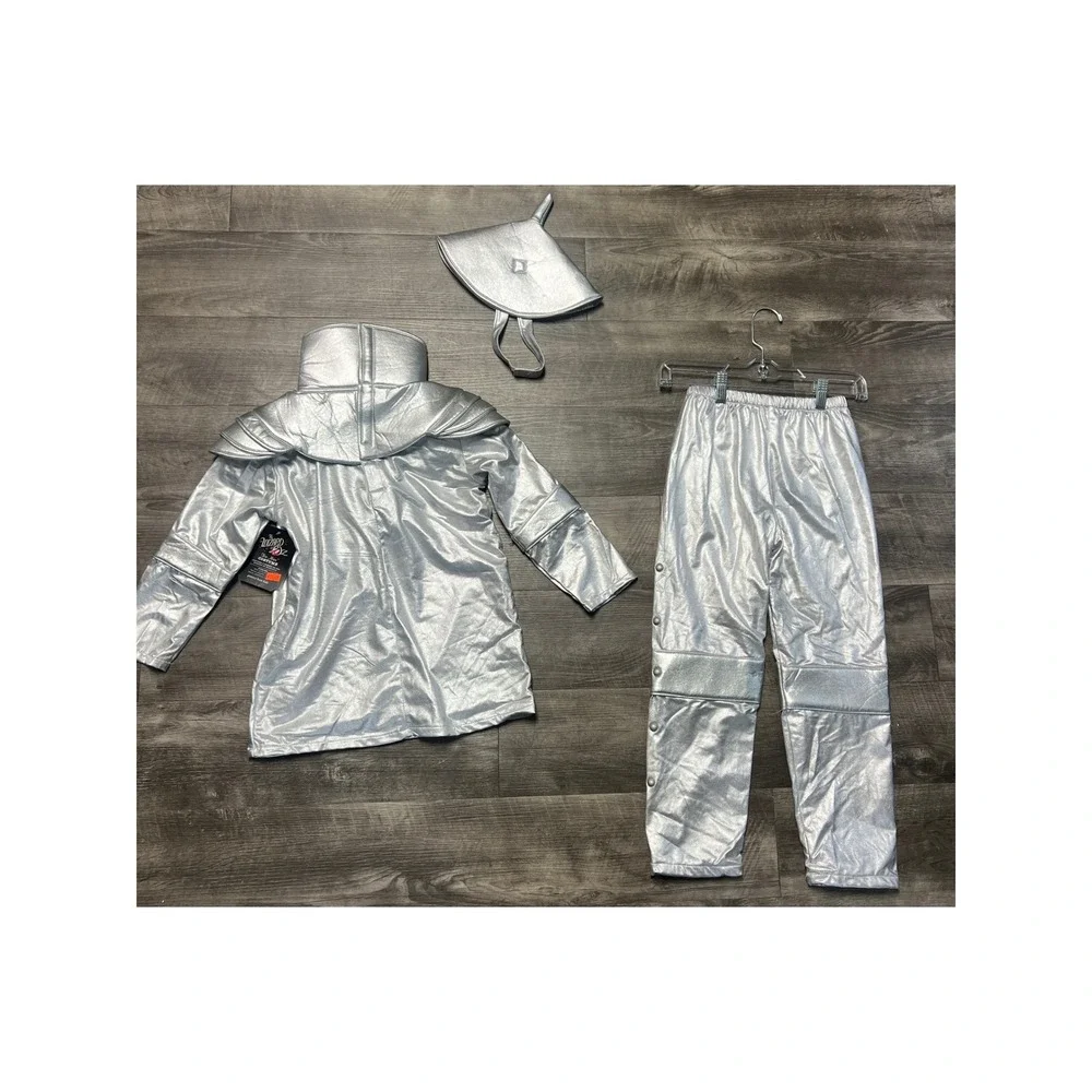 Pottery Barn Kids Wizard of Oz Tin Man Costume Silver Metallic 3-Piece Set 49157 - Picture 2 of 16